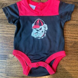 Red and Black UGA Baby Jersey Onesie